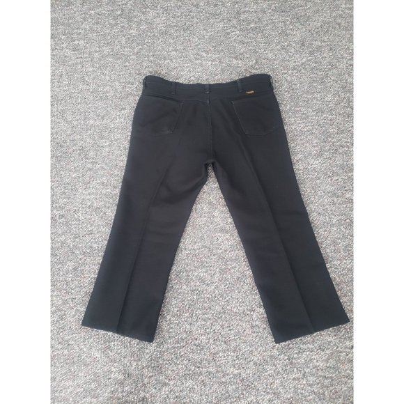 Vintage 80s Wrangler Black Polyester Trousers - Short Length - Picture 2 of 3